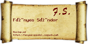 Fényes Sándor névjegykártya