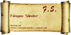 Fényes Sándor névjegykártya