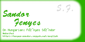 sandor fenyes business card